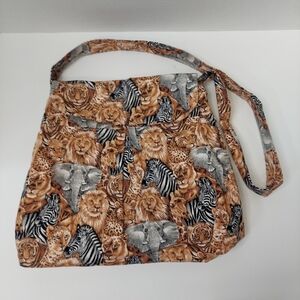 African Safari Animal Print Tote Purse Bag Lion Zebra Elephant Tiger Zoo